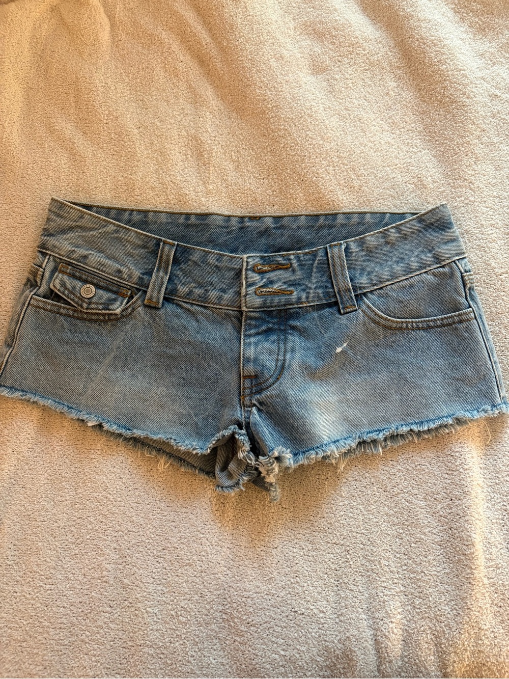 Brandy Melville Light Blue Low-Rise Denim Cutoff Shorts